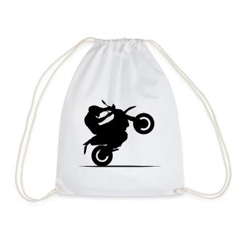 Motorrad Biker Symbol Wheelie Racing Motocross - Turnbeutel - Weiß - Vorne