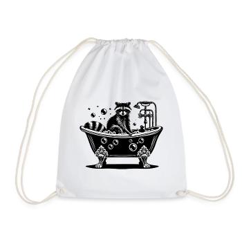 Cute raccoon in the bathtub - Drawstring Bag - white - Front