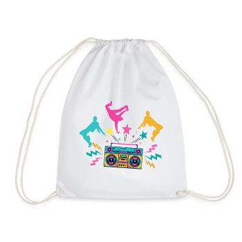 Boombox Neon Dancing Silhouettes - Drawstring Bag - white - Front