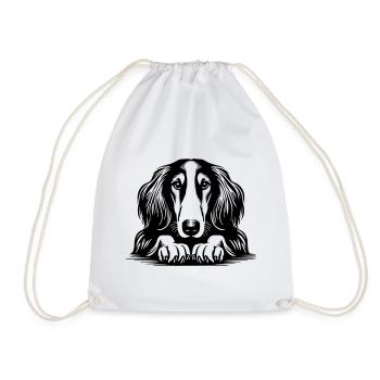 Saluki Head with Paws - Drawstring Bag - white - Front