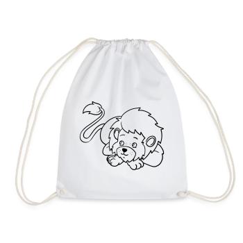 Lion Kawaii coloring page hand-illustrated - Drawstring Bag - white - Front