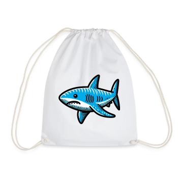 Shark - Drawstring Bag - white - Front