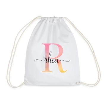 R | Monogram | Name | Rhea |Watercolor - Drawstring Bag - white - Front