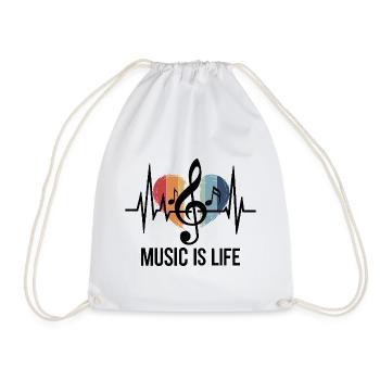 Music is Life clef outfit music fans and - Drawstring Bag - white - Front