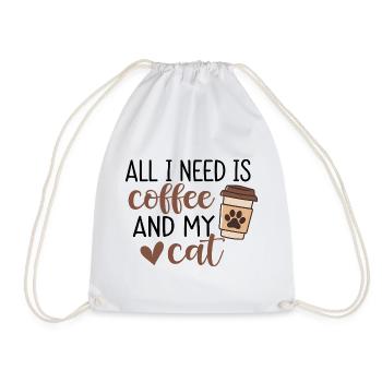 All I Need Is Coffee And My Cat - Drawstring Bag - white - Front