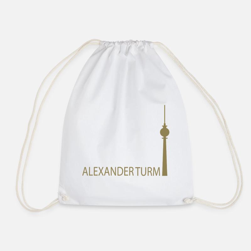 Funny Berlin TV Tower Silhouette Parody - Drawstring Bag - white