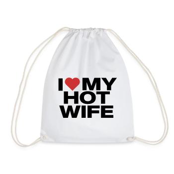 I Love My Hot Wife - Humorvolle Liebeserklärung - Turnbeutel - Weiß - Vorne