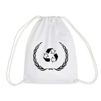 Recycling Symbol Kranz - Turnbeutel - Weiß - Vorne