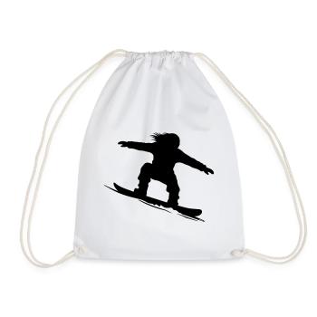 Silhouette de snowboardeur - Variable de couleur - Sac de sport léger - blanc - Devant