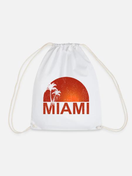 Miami Sonnenuntergang Palmen - Turnbeutel - Weiß