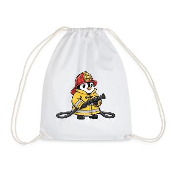Süßer Pinguin Feuerwehr Retter Cartoon Helfer Held - Turnbeutel - Weiß - Vorne