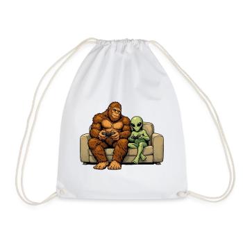 Bigfoot Alien Spielt Videospiel Gaming Sasquatch - Turnbeutel - Weiß - Vorne