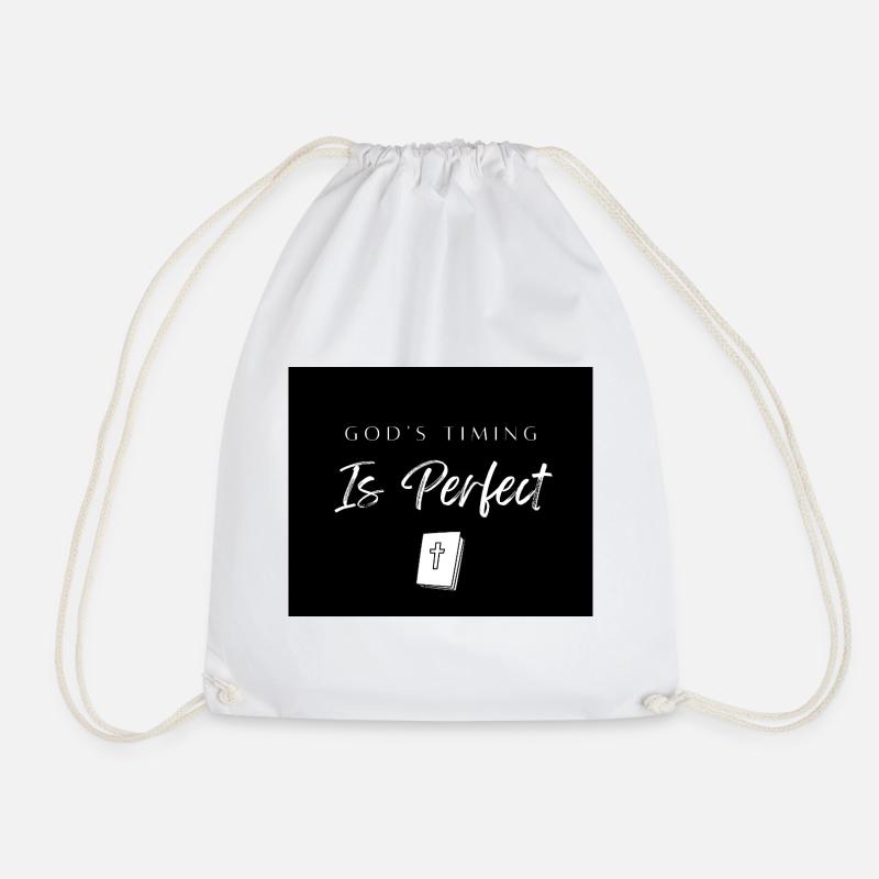 God's timing is perfect  - Drawstring Bag - white