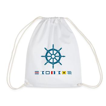 Captain Maritimes Steuerrad Segler Design - Turnbeutel - Weiß - Vorne