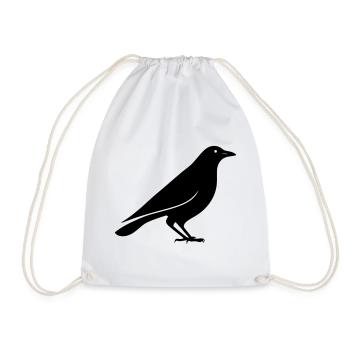 crow - Drawstring Bag - white - Front