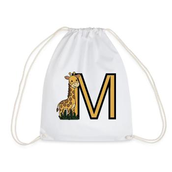 Giraffen M Initialen Design - Turnbeutel - Weiß - Vorne