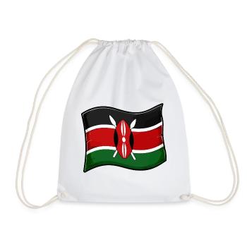 Kenya Flag Maasai Shield Design - Drawstring Bag - white - Front