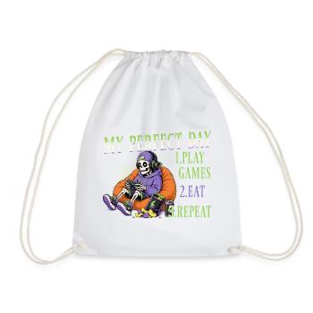 Skeleton Gamer Gaming Halloween - Drawstring Bag - white - Front