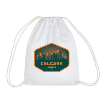 Calgary Skyline Nacht - Turnbeutel - Weiß - Vorne