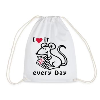 Téléphone portable, Souris, Chat - Sac de sport léger - blanc - Devant
