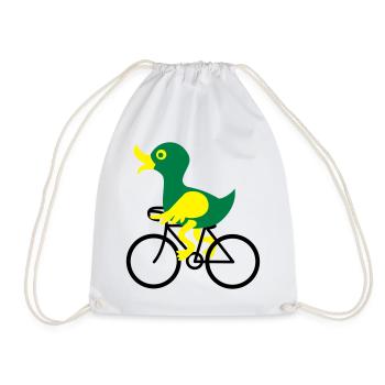 Eine Ente fährt Fahrrad - Turnbeutel - Weiß - Vorne