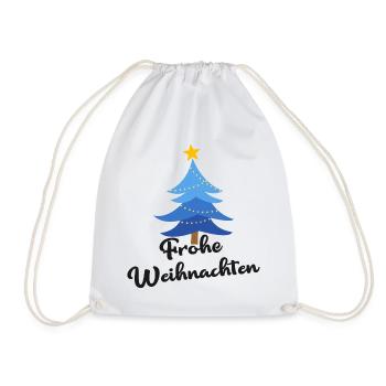 Frohe Weihnachten Blauer Weihnachtsbaum Christbaum - Turnbeutel - Weiß - Vorne