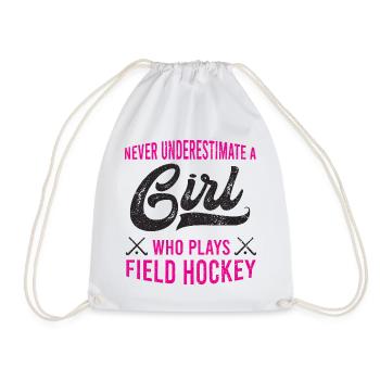 Mädchen, das Feldhockey spielt Geschenk Feldhockey - Turnbeutel - Weiß - Vorne