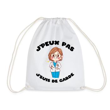 J'peux pas j'suis de garde Humour soignant cadeau - Sac de sport léger - blanc - Devant