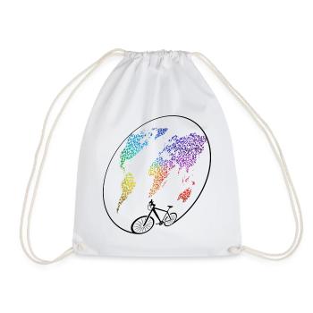bike tour, bike lover - Drawstring Bag - white - Front