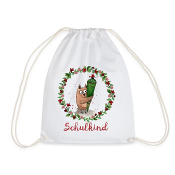Schoolchild owl - Drawstring Bag - white - Front