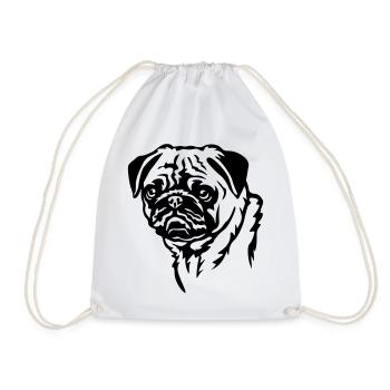 Mops Kopf - Turnbeutel - Weiß - Vorne