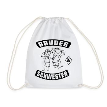 Bruder und Schwester - Turnbeutel - Weiß - Vorne