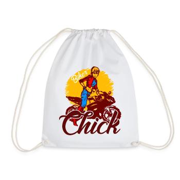 Anime Biker Biker Motorcycle Motorcyclist Chick - Drawstring Bag - white - Front