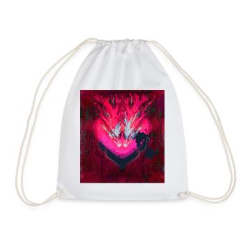 Neon Heart in Dark Red - Drawstring Bag - white - Front