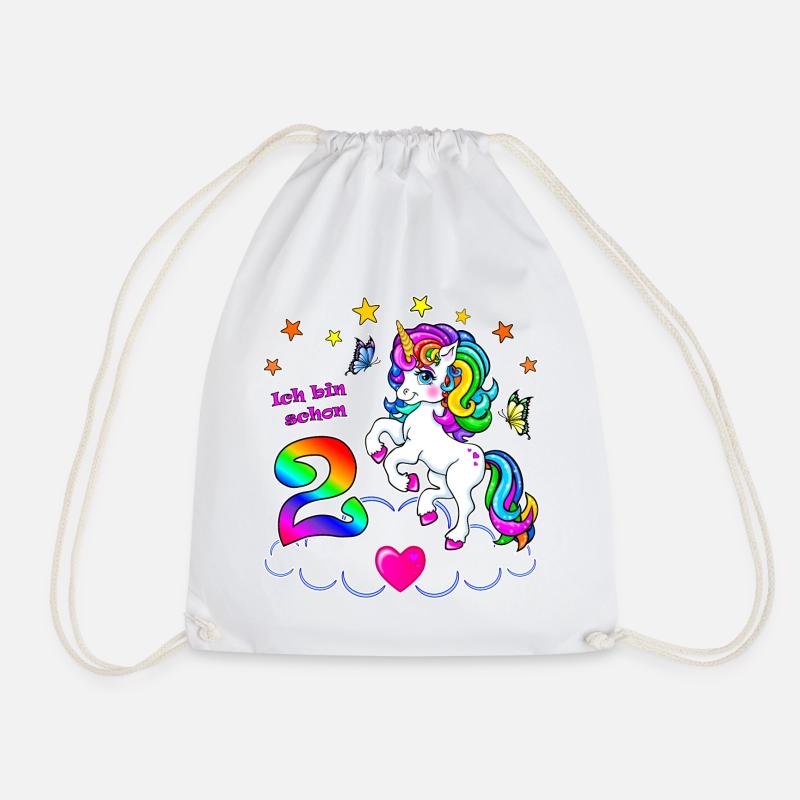 Mädchen 2 Jahre Geburtstag Einhorn - Turnbeutel - Weiß