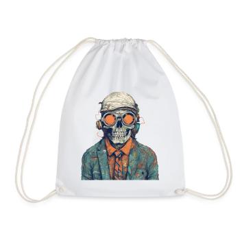 Portrait de squelette cool avec lunettes de soleil, casquette - Sac de sport léger - blanc - Devant