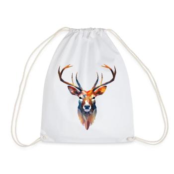 Deer Geometric - Drawstring Bag - white - Front