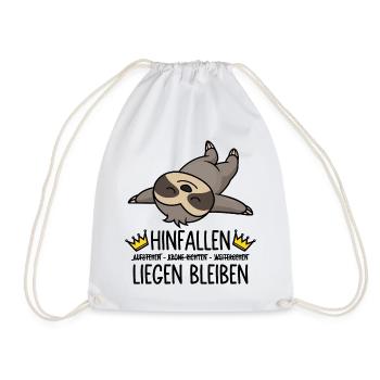 Hinfallen Liegen Bleiben - Faultier - Turnbeutel - Weiß - Vorne