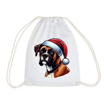 Boxerhund Der Weihnachtsmann - Turnbeutel - Weiß - Vorne