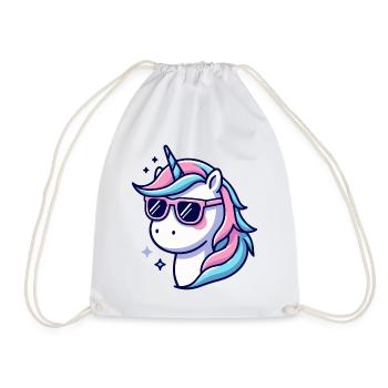 Pastel Neon Unicorn Shades - Drawstring Bag - white - Front