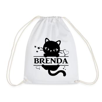 t-shirt Brenda cat Katze cat chat gato neko - Drawstring Bag - white - Front