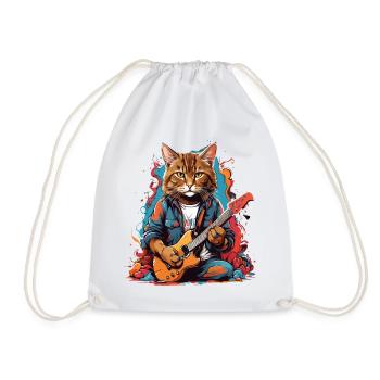 Chat avec guitare - Sac de sport léger - blanc - Devant