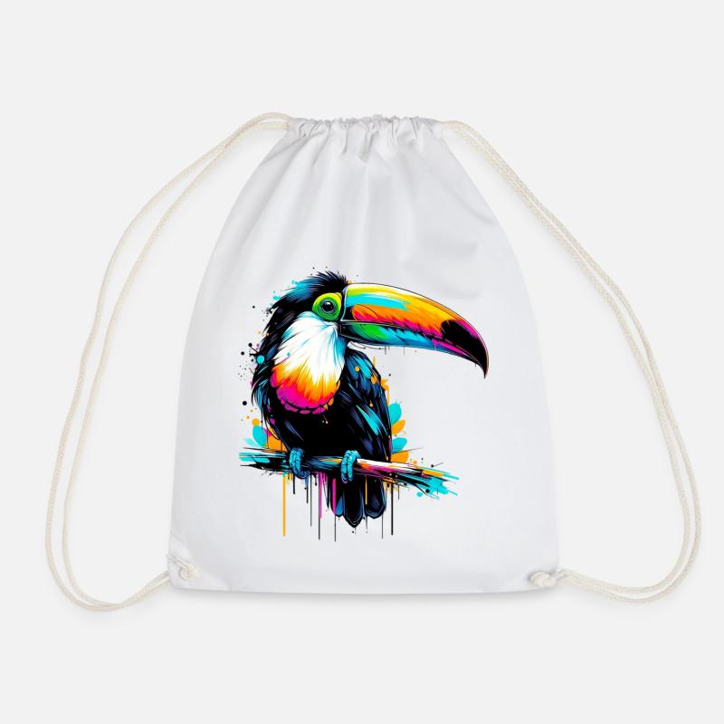 Toucan - Drawstring Bag - white