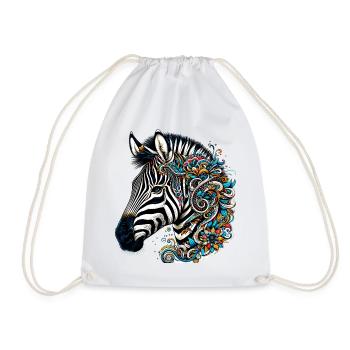 Zebra - Drawstring Bag - white - Front