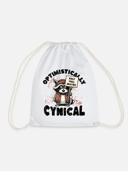 Optimistisch Zynisch Waschbär - Turnbeutel - Weiß