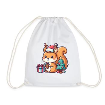 Petit écureuil de Noël - Sac de sport léger - blanc - Devant