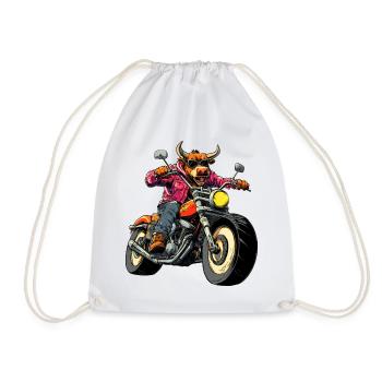 Bulls Motorcycle - Drawstring Bag - white - Front