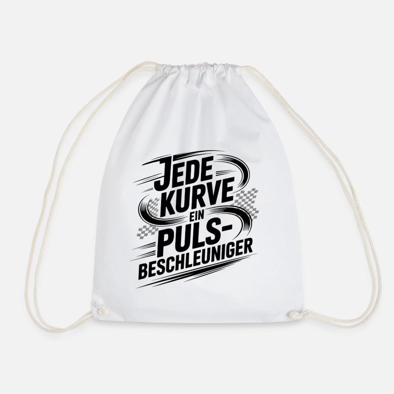 Every curve is a pulse accelerator - Drawstring Bag - white