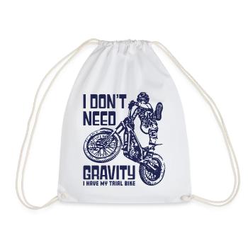 Moto Trial Bike Rider - don't need gravity - Drawstring Bag - white - Front