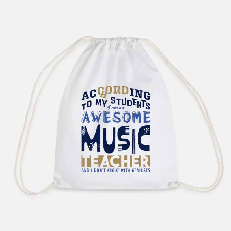 Awesome Music Teacher - typography - Drawstring Bag - white